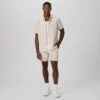 Atlantic Fog (Beige) Cotton-Stretch Seersucker Teague Shorts - PAIGE