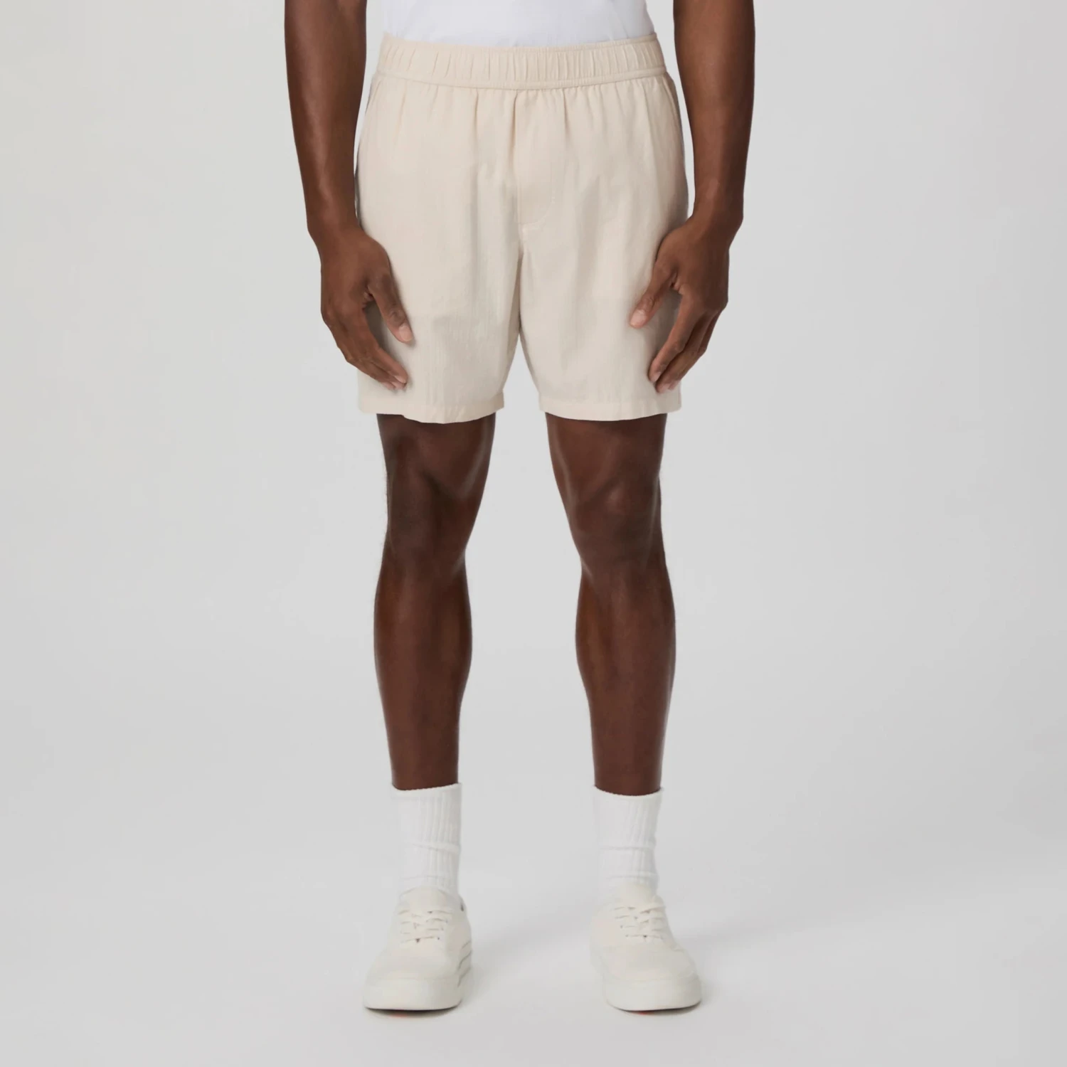 Atlantic Fog (Beige) Cotton-Stretch Seersucker Teague Shorts - PAIGE 4 Atlantic Fog (Beige) Cotton-Stretch Seersucker Teague Shorts - PAIGE - Image 2