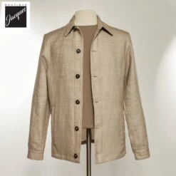 Oatmeal Linen Wool Field Jacket - MANTO