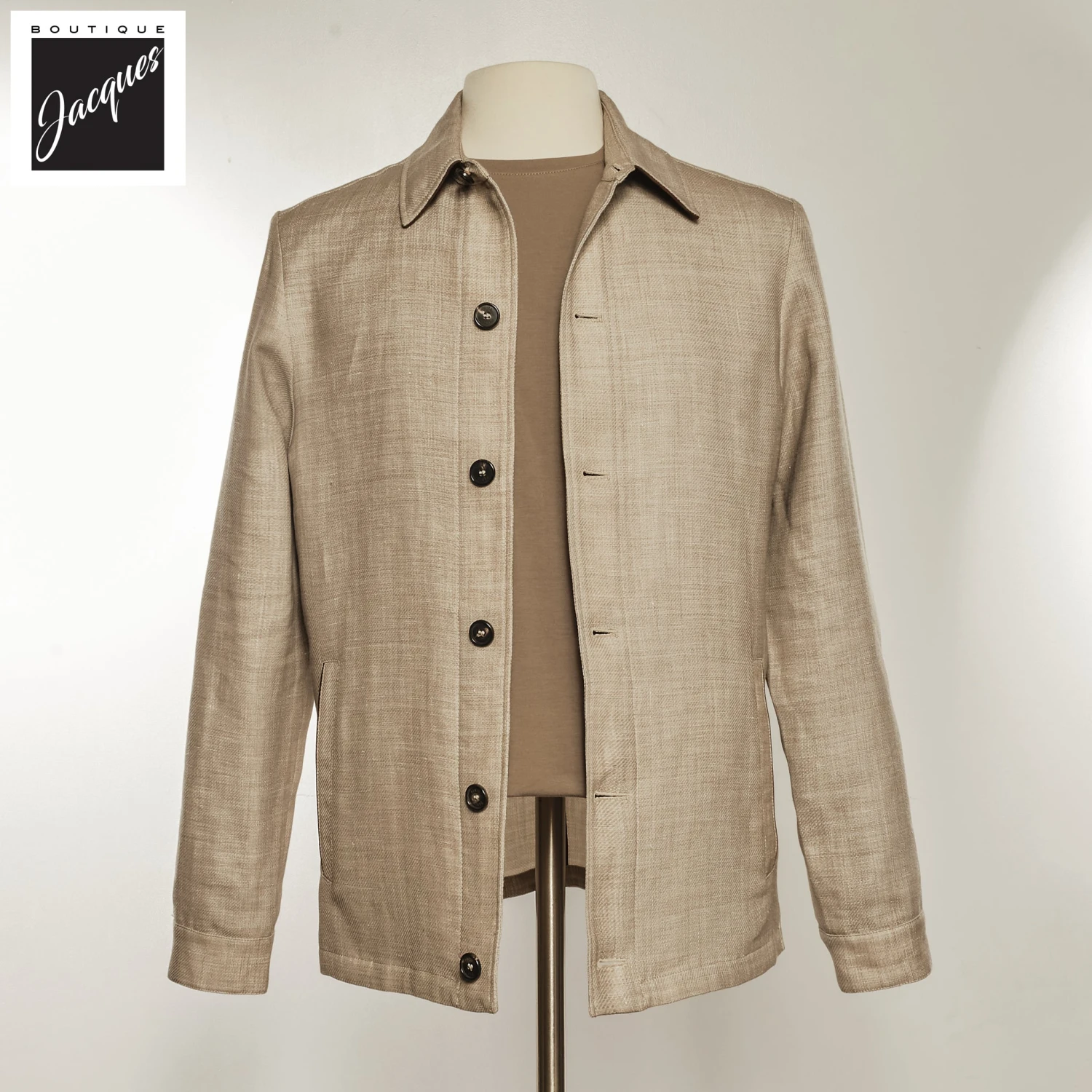 Oatmeal Linen Wool Field Jacket - MANTO 3 Oatmeal Linen Wool Field Jacket - MANTO