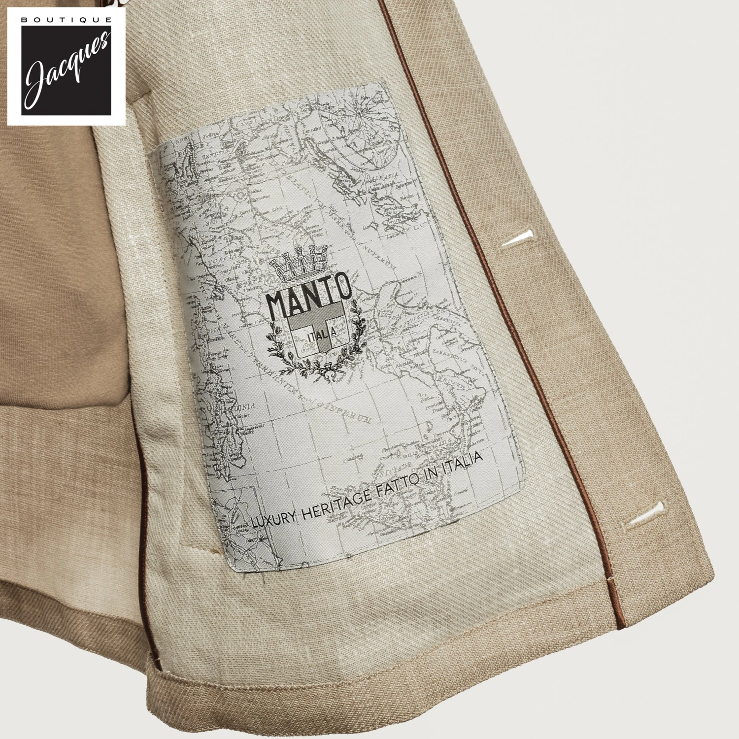 Oatmeal Linen Wool Field Jacket - MANTO 6 Oatmeal Linen Wool Field Jacket - MANTO - Image 4