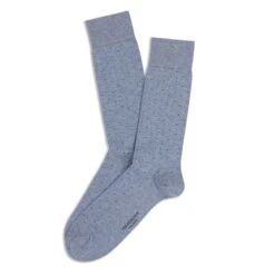 Light Blue Denim Pin Motif Pima Cotton Mid-Calf Sock - Marcoliani