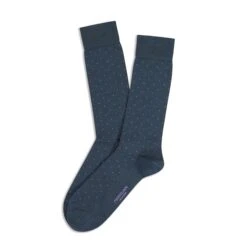 Charcoal / Iris Pin Motif Pima Cotton Mid-Calf Sock - Marcoliani
