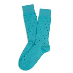 Aqua Green Polka Dot Pima Cotton Mid-Calf Sock - Marcoliani
