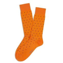 Orange Polka Dot Pima Cotton Mid-Calf Socks - Marcoliani