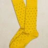 Senape (Yellow) Polka Dot Pima Cotton Mid-Calf Sock - Marcoliani