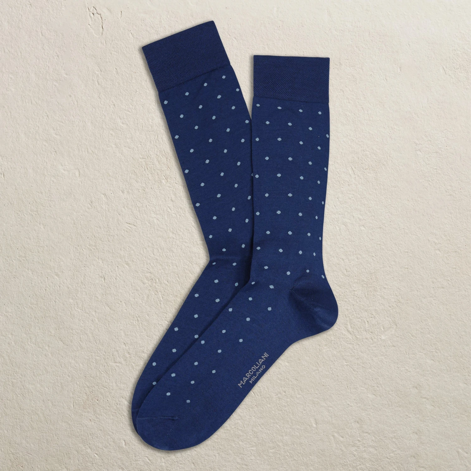 Ocean Blue Polka Dot Pima Cotton Mid-Calf Sock (LARGE) - Marcoliani 3 Ocean Blue Polka Dot Pima Cotton Mid-Calf Sock (LARGE) - Marcoliani