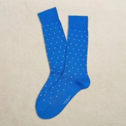 Peacock Blue Polka Dot Pima Cotton Mid-Calf Sock - Marcoliani