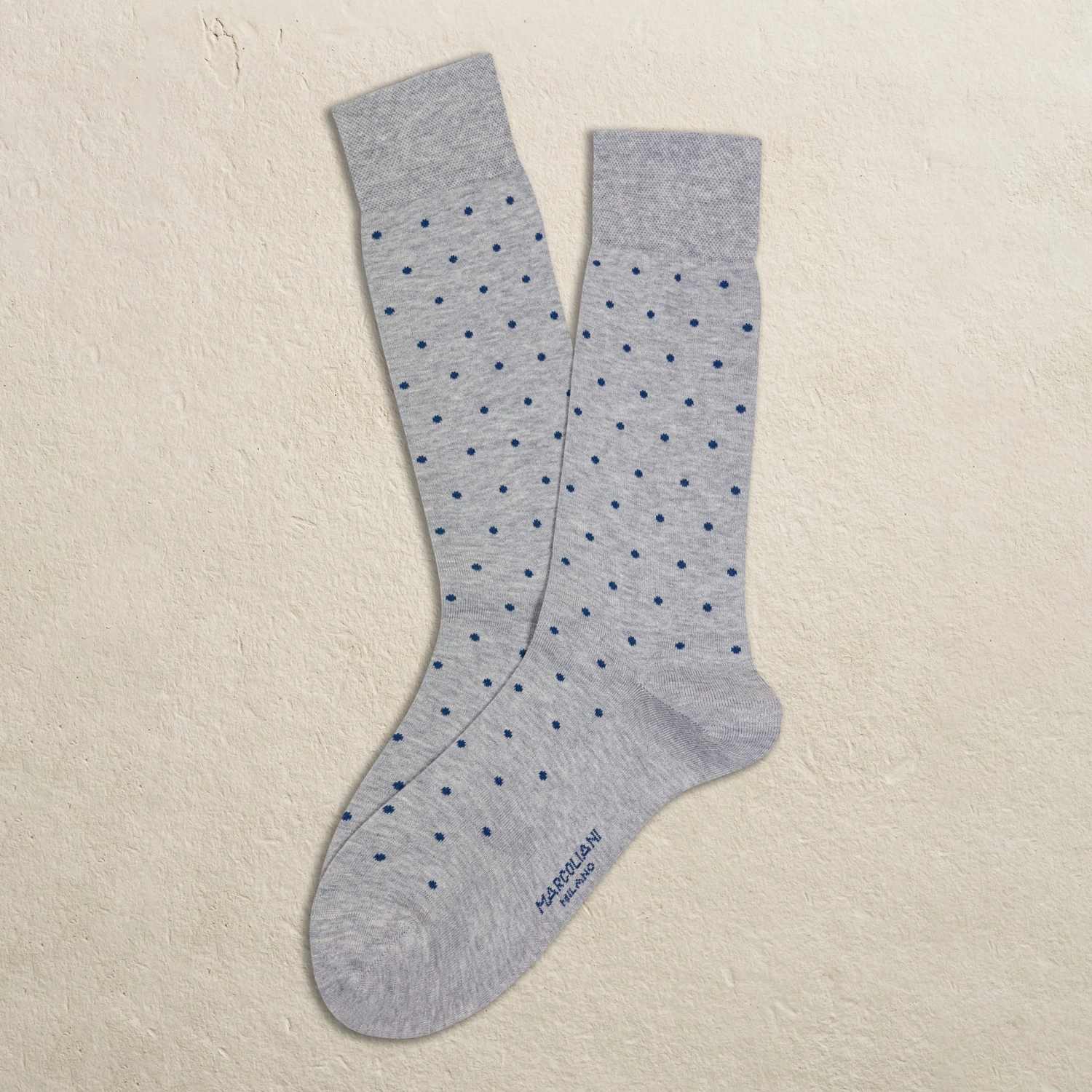 Silver Gray Polka Dot Pima Cotton Mid-Calf Socks - Marcoliani 3 Silver Gray Polka Dot Pima Cotton Mid-Calf Socks - Marcoliani