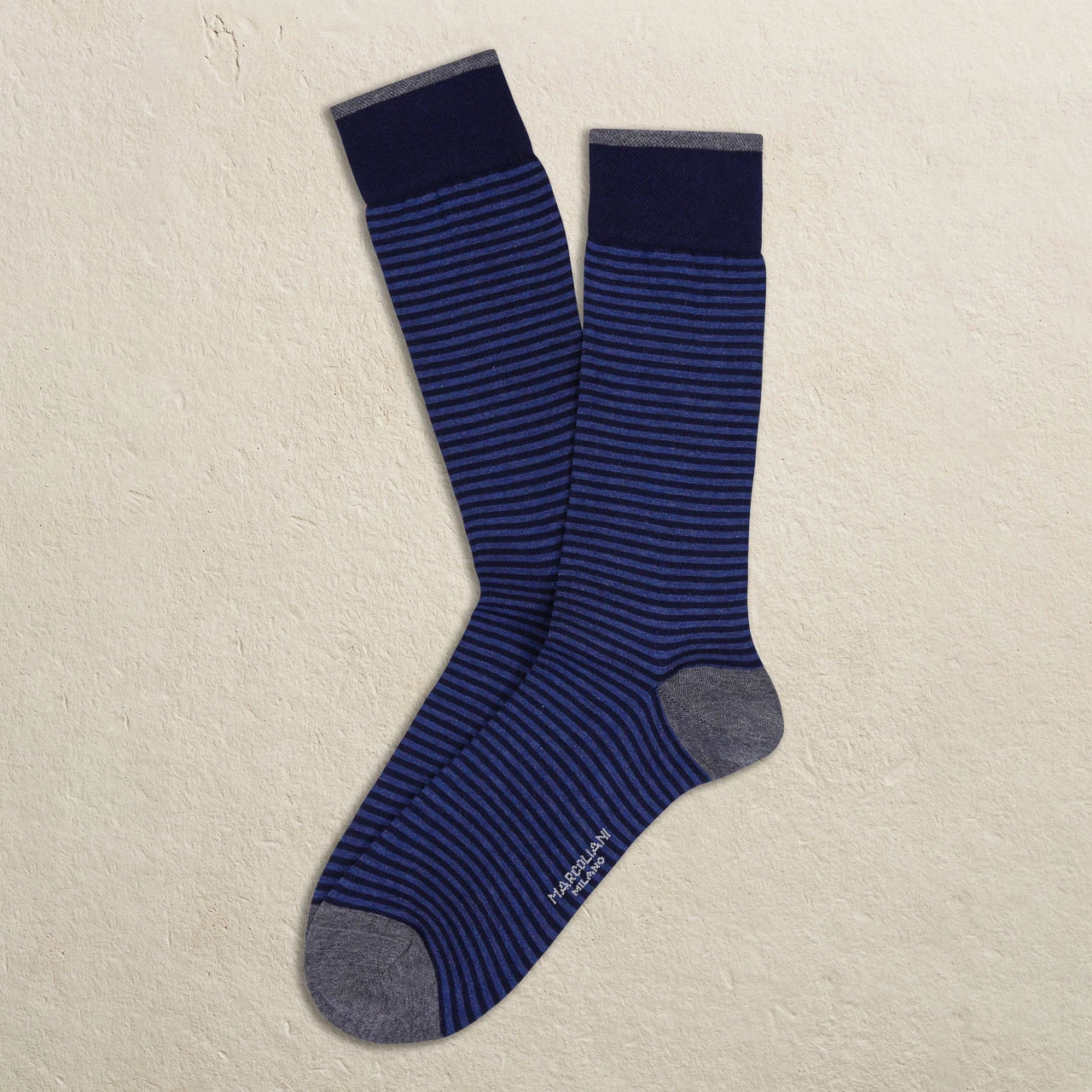 Royal Blue Palio Stripe Pima Cotton Mid-Calf Sock - Marcoliani 3 Royal Blue Palio Stripe Pima Cotton Mid-Calf Sock - Marcoliani