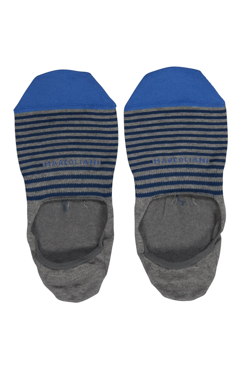 Grey Stripe Invisible Touch No-Show Socks - Marcoliani 3 Grey Stripe Invisible Touch No-Show Socks - Marcoliani