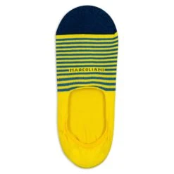 Lemon Yellow Striped Invisible Touch Cotton No-Show Socks - Marcoliani