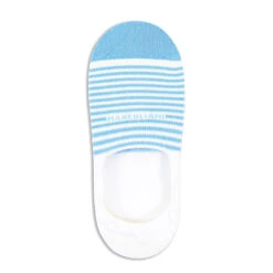 White & Blue Stripe Invisible Touch No-Show Socks - Marcoliani
