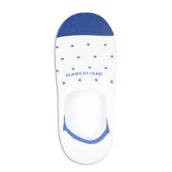 White & Blue Polka Dot Invisible Touch No-Show Socks - Marcoliani