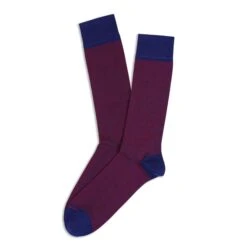 Blue And Red Birdseye Pima Cotton Mid-Calf Sock - Marcoliani