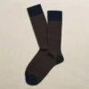 Navy & Brown Birdseye Pima Cotton Mid-Calf Sock - Marcoliani 2 Navy & Brown Birdseye Pima Cotton Mid-Calf Sock - Marcoliani -ETON Store MAR3741T Y25