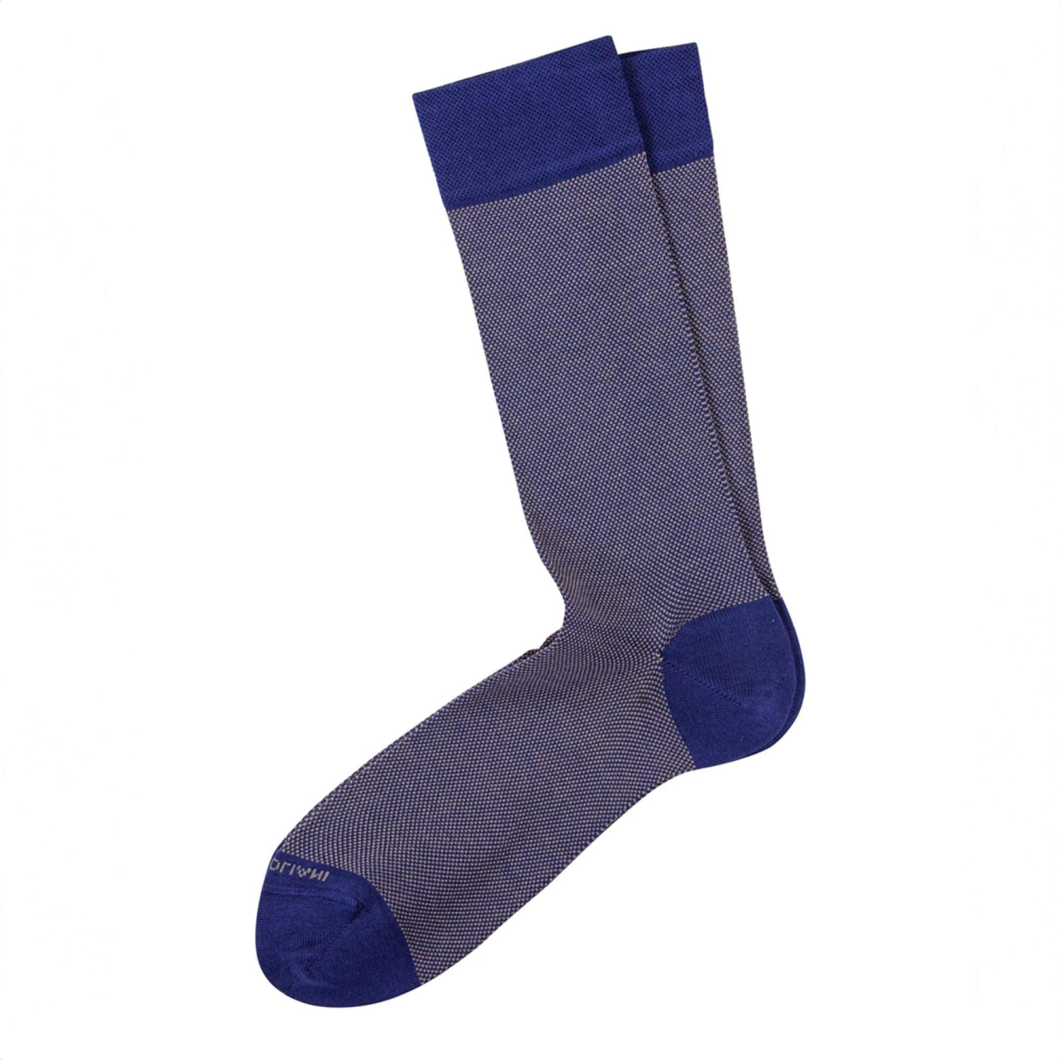 Blue And Beige Birdseye Pima Cotton Mid-Calf Sock - Marcoliani 3 Blue And Beige Birdseye Pima Cotton Mid-Calf Sock - Marcoliani