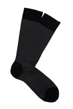 Black Birdseye Pima Cotton Mid-Calf Sock (Large) - Marcoliani