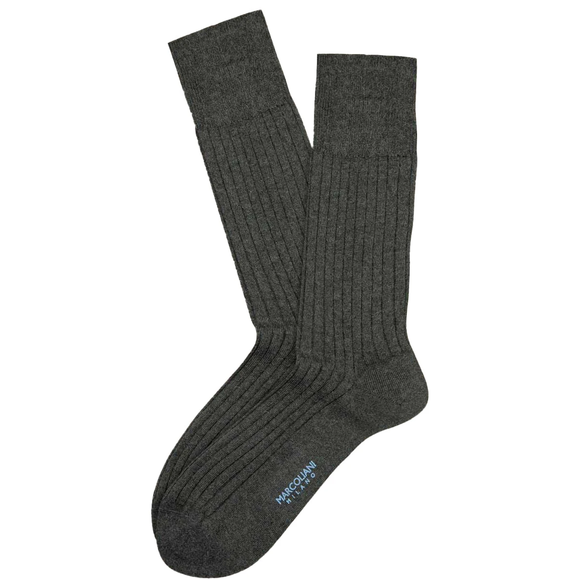 Asphalt Gray Mousse Of Modal Classic Ribbed Mid-Calf Socks - Marcoliani 3 Asphalt Gray Mousse Of Modal Classic Ribbed Mid-Calf Socks - Marcoliani