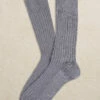 Silver Gray Mousse Of Modal Classic Ribbed Mid-Calf Socks - Marcoliani