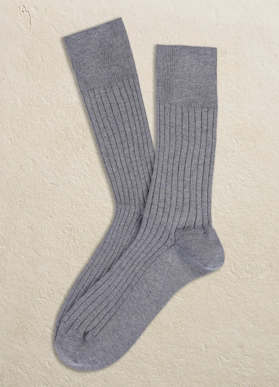 Silver Gray Mousse Of Modal Classic Ribbed Mid-Calf Socks - Marcoliani 3 Silver Gray Mousse Of Modal Classic Ribbed Mid-Calf Socks - Marcoliani