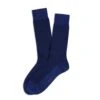 Navy Blue Linen-Blend Piqué Textured Mid-Calf Socks - Marcoliani