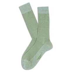 Sage Green Linen-Blend Piqué Textured Mid-Calf Socks - Marcoliani