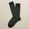 Charcoal Lisle Tie Rings Pima Cotton Mid-Calf Socks - Marcoliani