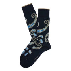 Navy Blue Delhi Pima Cotton Mid-Calf Socks - Marcoliani