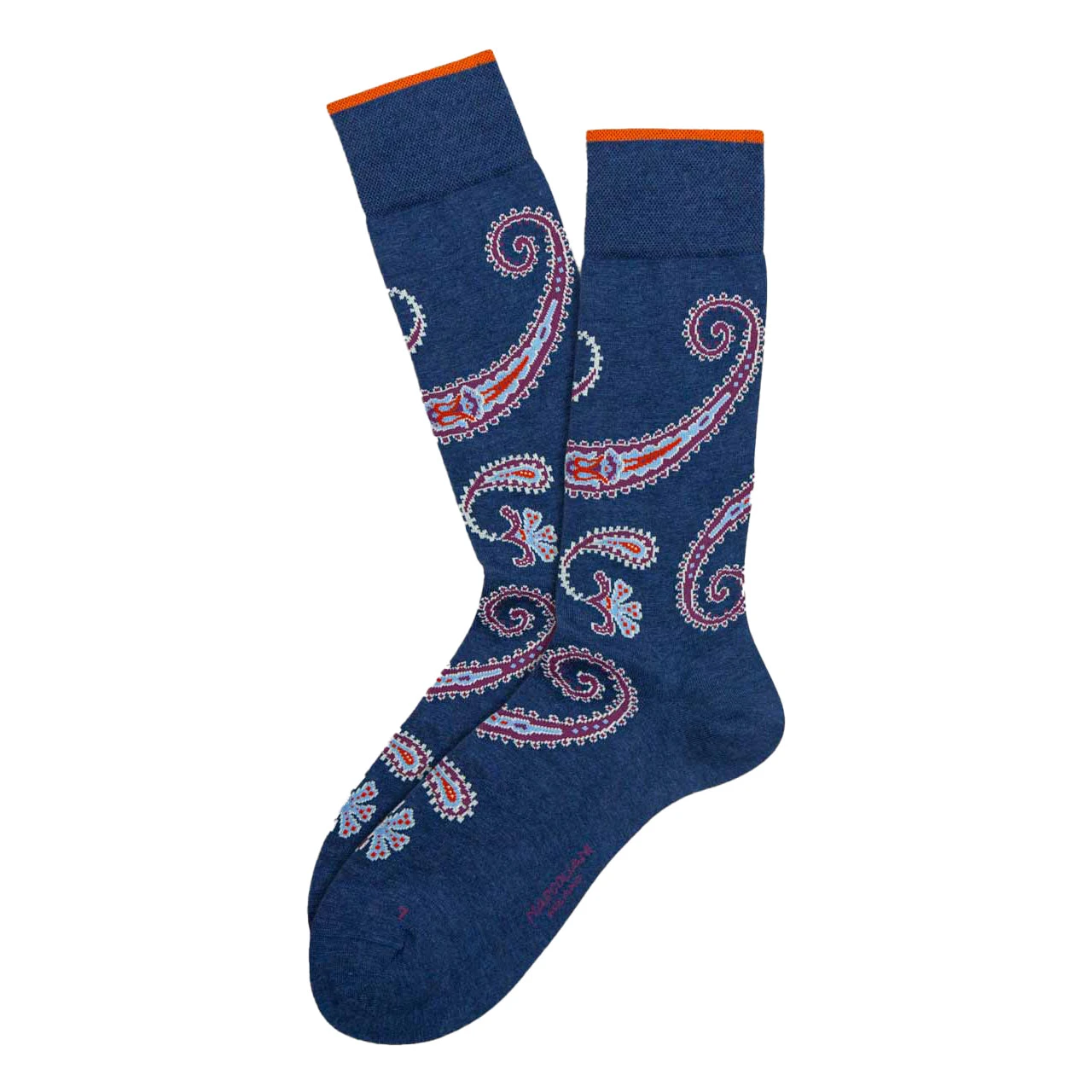 Royal Blue Delhi Paisley Pima Cotton Mid-Calf Socks - Marcoliani 3 Royal Blue Delhi Paisley Pima Cotton Mid-Calf Socks - Marcoliani