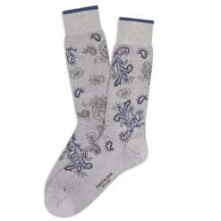 Beige Jali Paisley Pima Cotton Mid-Calf Socks - Marcoliani