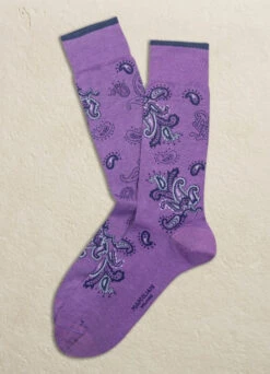 Lavender Jali Paisley Pima Cotton Mid-Calf Socks - Marcoliani
