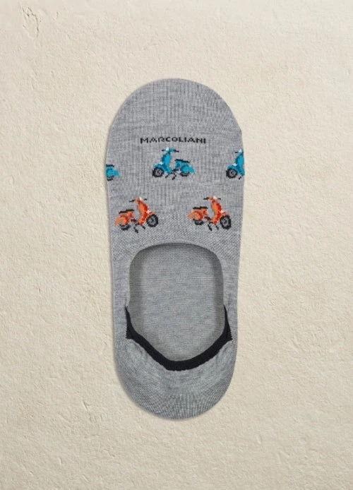 Silver Grey Italian Scooter Pima Cotton Invisible Touch No-Show Socks - Marcoliani 3 Silver Grey Italian Scooter Pima Cotton Invisible Touch No-Show Socks - Marcoliani