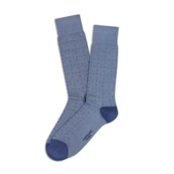 Light Denim Blue Fresh Of Modal Micro Dots Mid-Calf Socks - Marcoliani