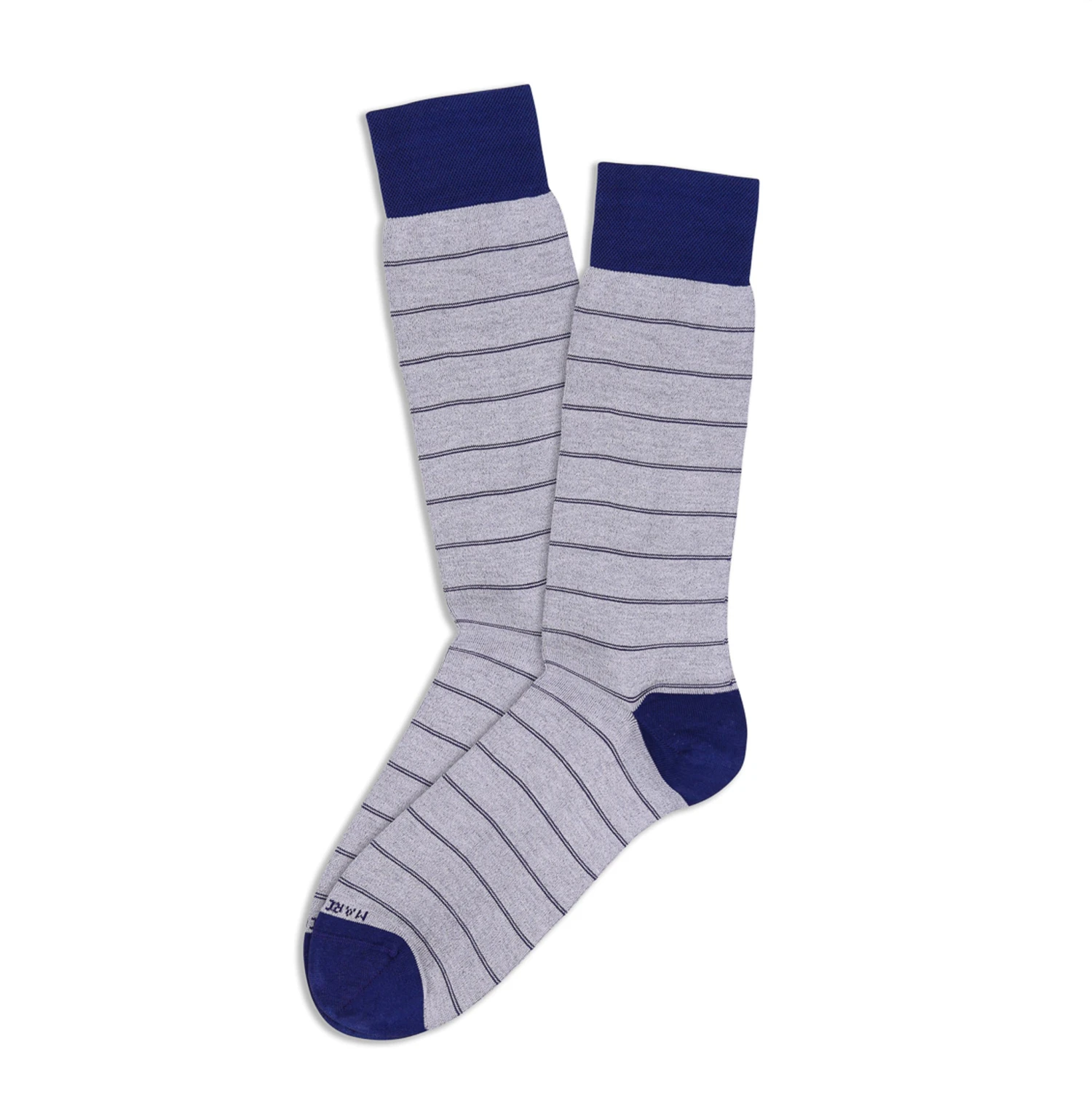 Ice Gray Lisle Micro Stripe Pima Cotton Mid-Calf Socks - Marcoliani 3 Ice Gray Lisle Micro Stripe Pima Cotton Mid-Calf Socks - Marcoliani