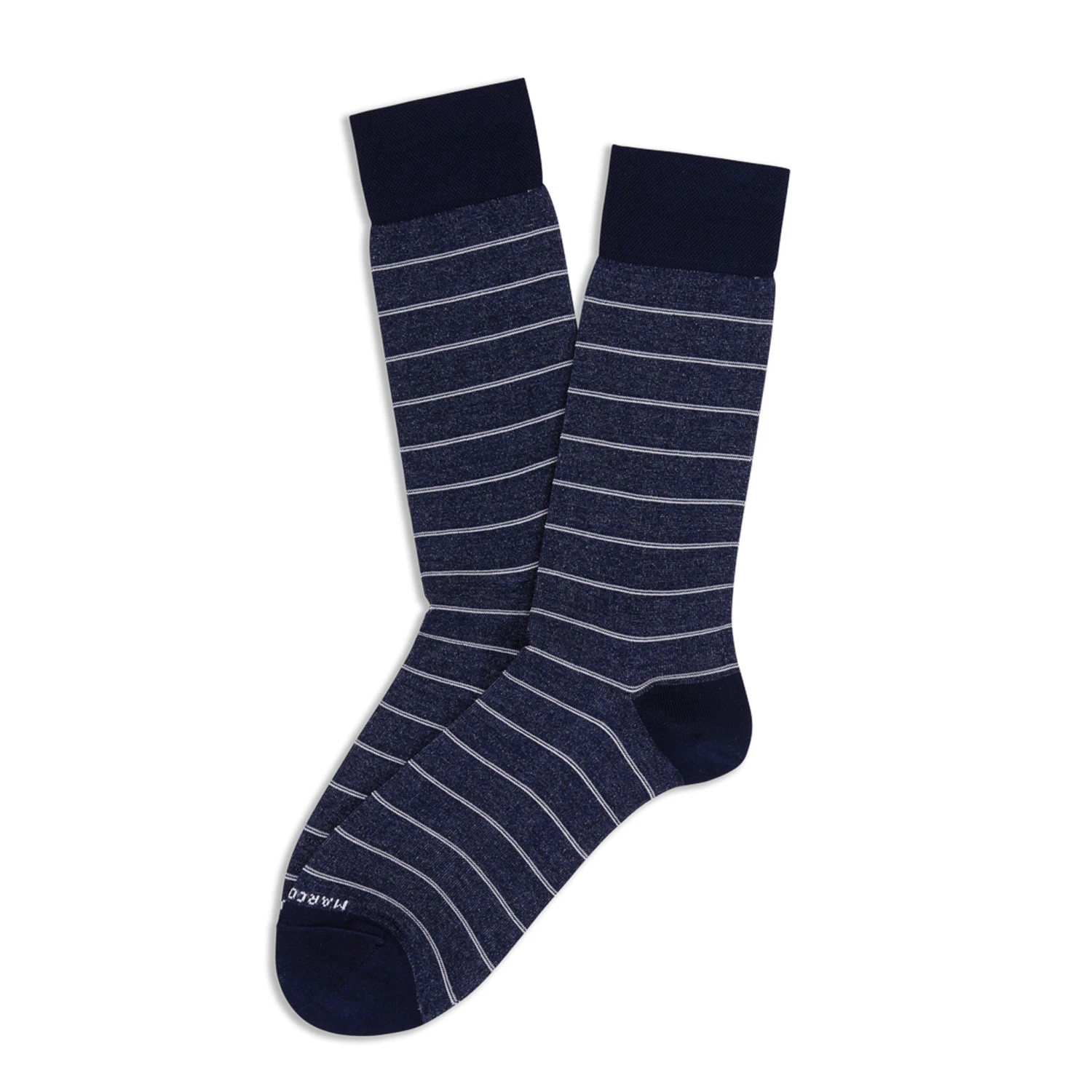 Navy / White Lisle Micro Stripe Pima Cotton Mid-Calf Socks - Marcoliani 3 Navy / White Lisle Micro Stripe Pima Cotton Mid-Calf Socks - Marcoliani