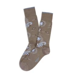 Cappuccino Fresh Of Modal Paisley Flower Mid-Calf Socks - Marcoliani