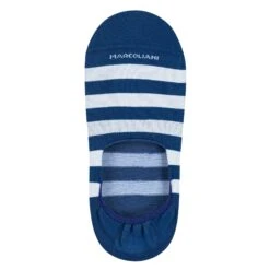Ocean Blue Gondola Stripe Pima Cotton Invisible Touch No-Show Socks - Marcoliani