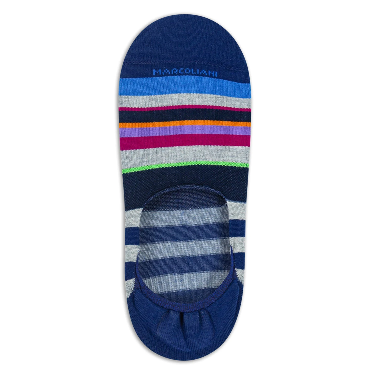 Royal Blue Rainbow Stripe Pima Cotton Invisible Touch No-Show Socks - Marcoliani 3 Royal Blue Rainbow Stripe Pima Cotton Invisible Touch No-Show Socks - Marcoliani