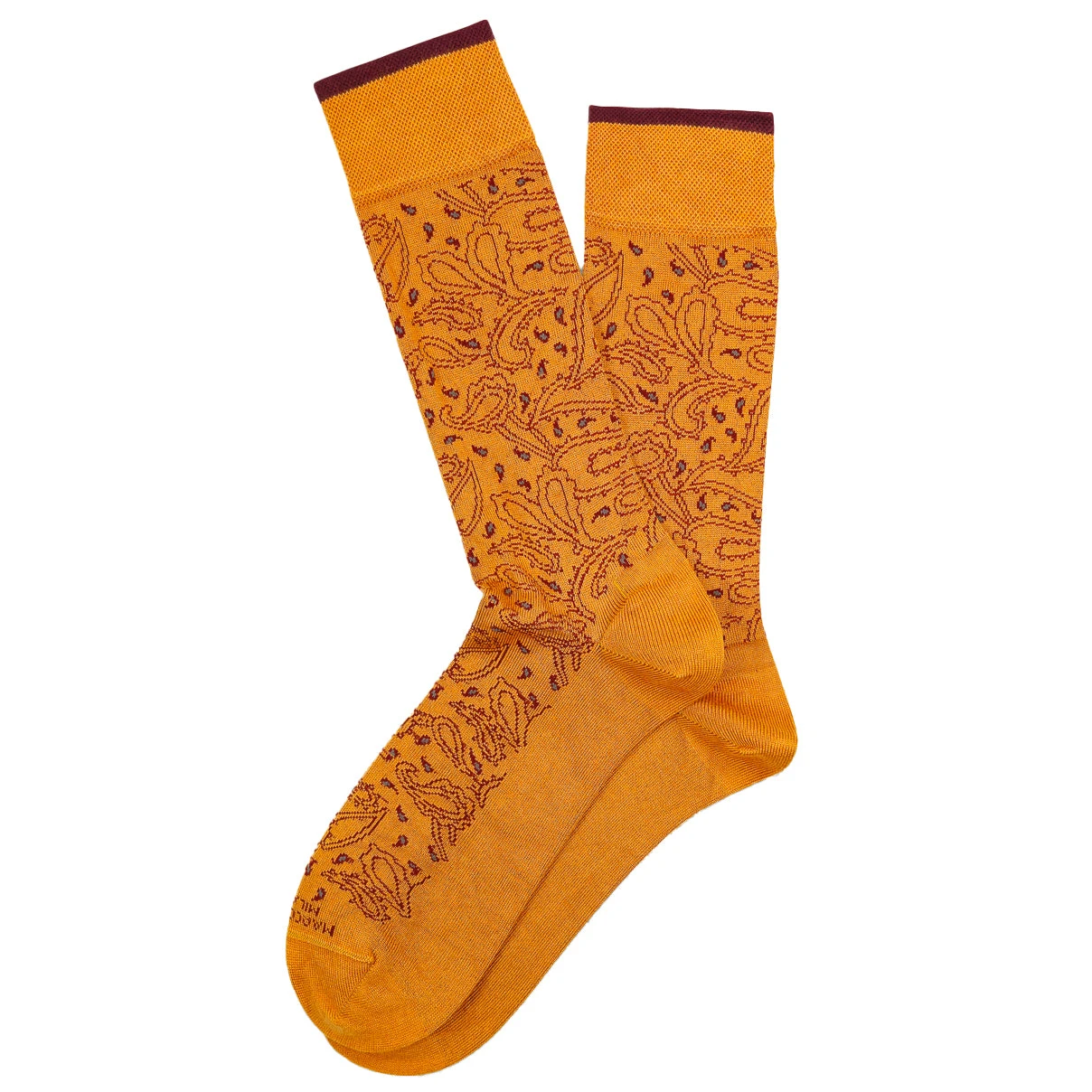 Copper Yamuna Paisley Mousse Of Modal Mid-Calf Socks - Marcoliani 3 Copper Yamuna Paisley Mousse Of Modal Mid-Calf Socks - Marcoliani