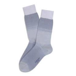 Ice Gray Shaded Gradient Pima Cotton Mid-Calf Socks - Marcoliani