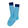Turquoise Gin Tonic Motif Pima Cotton Mid-Calf Socks - Marcoliani