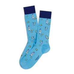 Turquoise Gin Tonic Motif Pima Cotton Mid-Calf Socks - Marcoliani