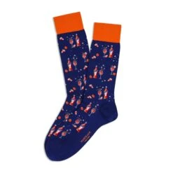 Royal Blue Aperol Spritz Motif Pima Cotton Mid-Calf Socks - Marcoliani