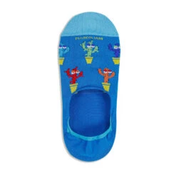 Peacock Blue Cactus Pima Cotton Invisible Touch No-Show Socks - Marcoliani