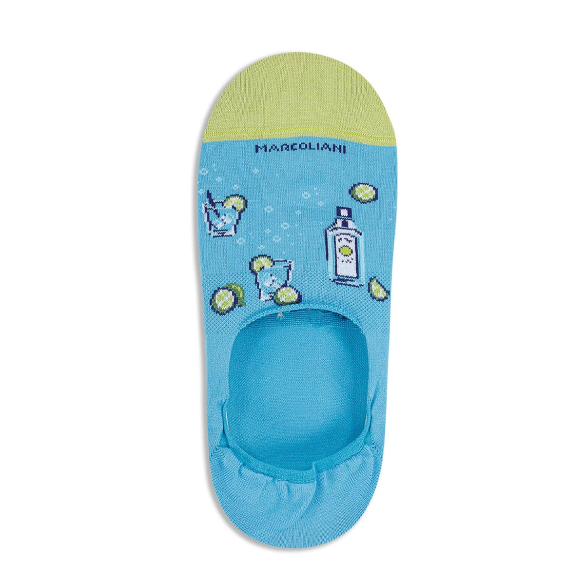 Turquoise Gin Tonic Pima Cotton Invisible Touch No-Show Socks - Marcoliani 3 Turquoise Gin Tonic Pima Cotton Invisible Touch No-Show Socks - Marcoliani