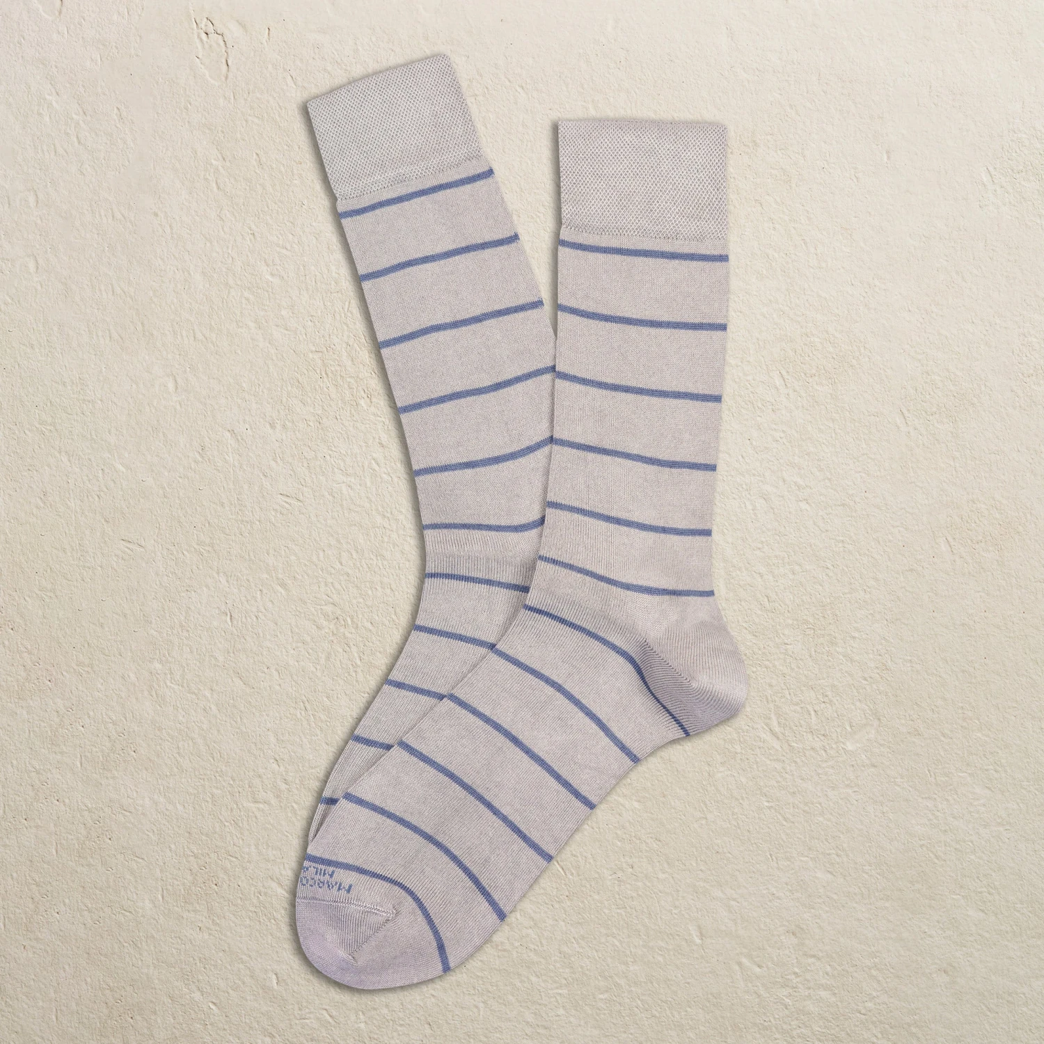 Ice Gray Mousse Of Modal Striped Mid-Calf Socks - Marcoliani 3 Ice Gray Mousse Of Modal Striped Mid-Calf Socks - Marcoliani