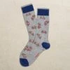 Silver Gray Bike Motif Pima Cotton Mid-Calf Socks - Marcoliani