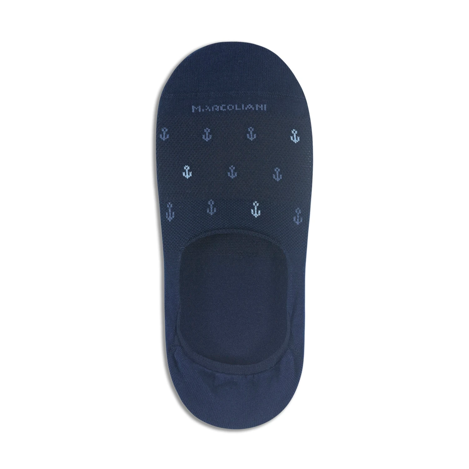 Navy Blue Nautical Anchor Motif Invisible Touch No-Show Socks - Marcoliani 3 Navy Blue Nautical Anchor Motif Invisible Touch No-Show Socks - Marcoliani