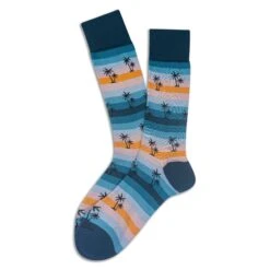 Sunrise Waikiki Hawaiian Stripe Pima Cotton Mid-Calf Socks - Marcoliani